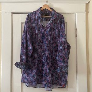 Pink and blue plaid long sleeve sport shirt